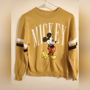 Great Condition Disney Mickey Mouse Yellow Gold Crewneck Sweater Sweatshirt.
